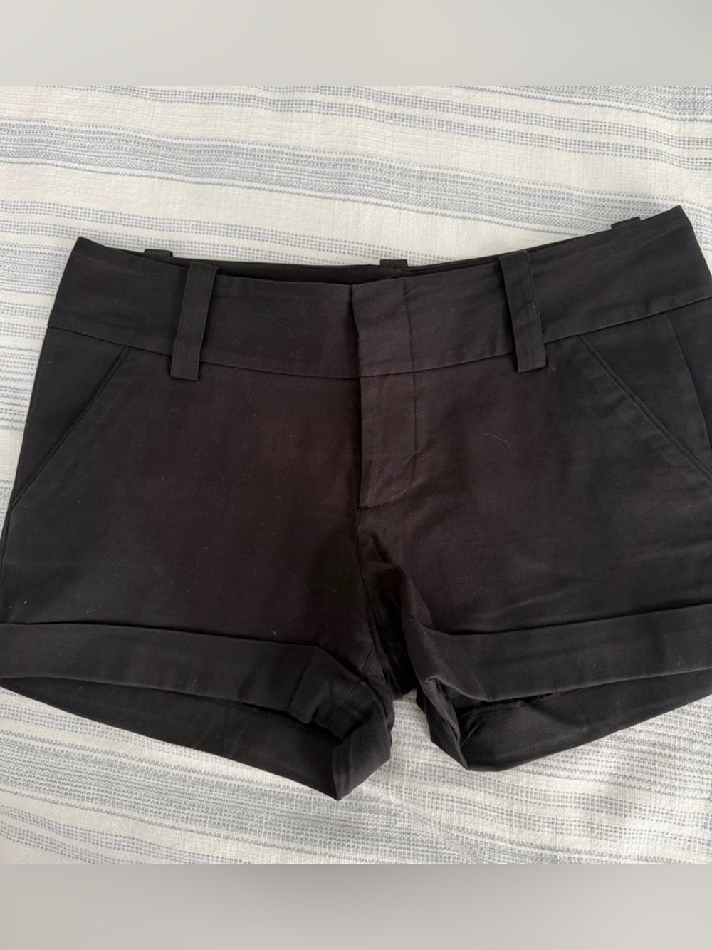Alice + Olivia Black High-Rise Cuffed Shorts